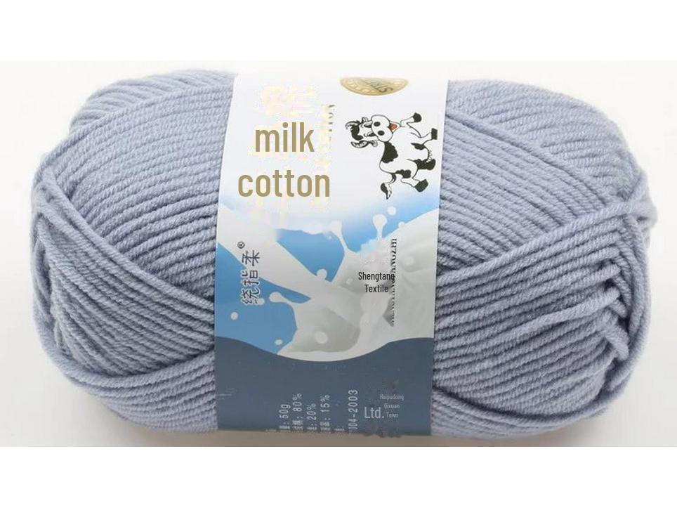 Комплект из 5 нитей детской шерстяной шапки и шарфа из молочной хлопковой пряжи средней толщины, ручная работа