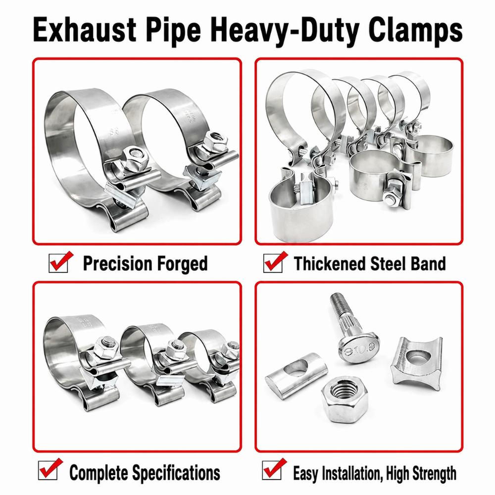 40-76mm Pipe Connection Hoop Stainless Steel Steel Pipe Clamp Strong Exhaust Pipe Clamp