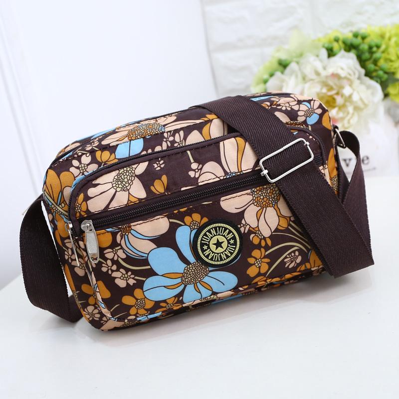 Middle Aged and Elderly Crossbody Bag Single Shoulder Bag Small Flower Cloth Bag Middle-aged Women's Bag Casual Nylon Canvas Bag
