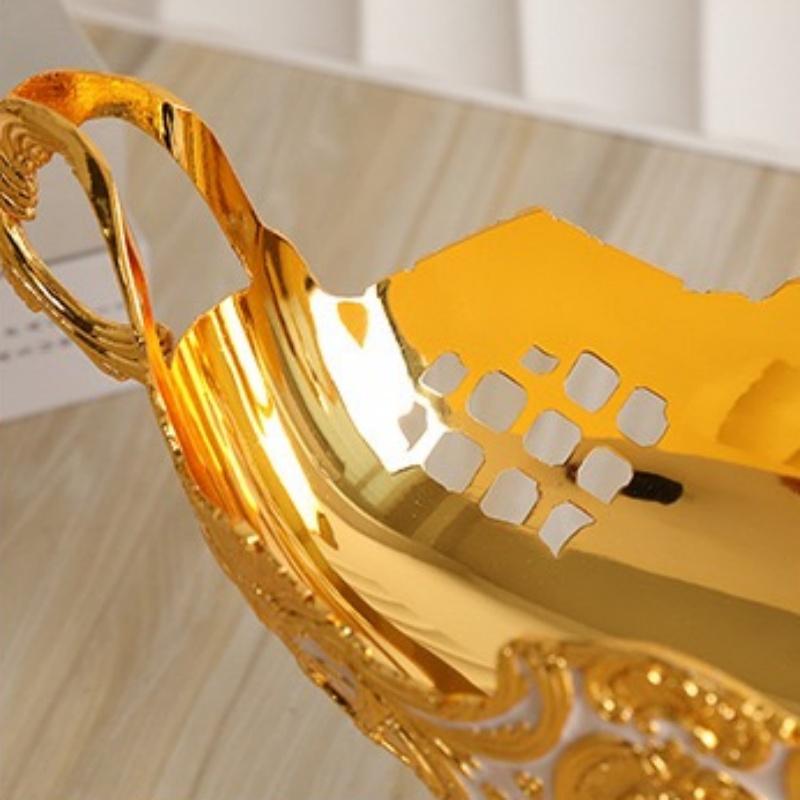 Европейская фруктовница, Полая форма из сплава для дома, Высокие ножки, Портативный золотой поднос для закусок, Конфетница, Свадебное украшение