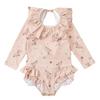 One Piece Swimsuit Swimming Wear Girls Kids Baby Floral Pattern Summer Beach Swimming Pool Leisure Fashionable Simple Color1 [Misia Luxury]