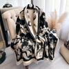 Printed Forest Color Contrast Double-Sided Scarf Winter High-Quality Warm Shawl Women