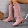 Chunk-heeled Shoes Make You Look Slimmer, High-top Long Boots That Don't Reach The Knee, Embroidered Retro Boots, Retro Style