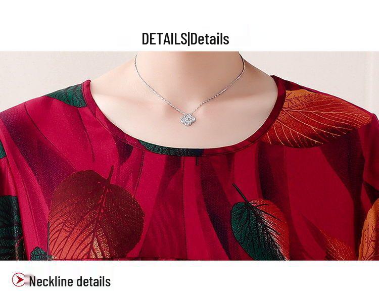 Women's Cotton Silk Mid-Length Nightgown - Summer Pajamas Plus Size Homewear for Middle-Aged and Elderly