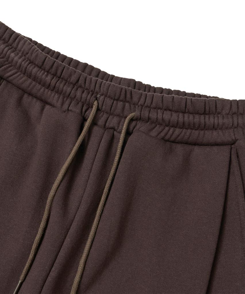 BROWNBREATH Tag Two Tuck Wide Sweat Pants - Dark Brown