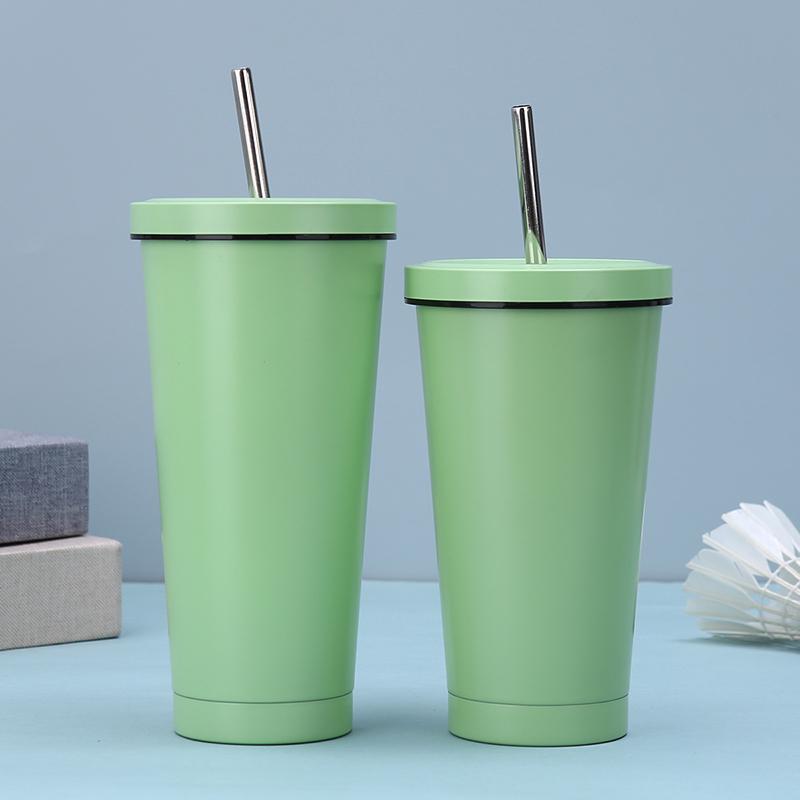 Вакуумный стакан с трубочкой и ручкой – Стакан из нержавеющей стали с двойной изоляцией и крышкой, Портативная дорожная кружка для активного отдыха