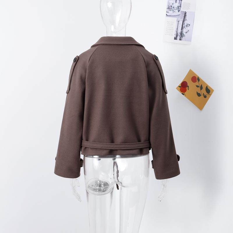 Однотонное двубортное женское пальто с лацканами, длинными рукавами, карманами, женский короткий пиджак 2025 года, весна-осень, верхняя одежда для офисной леди