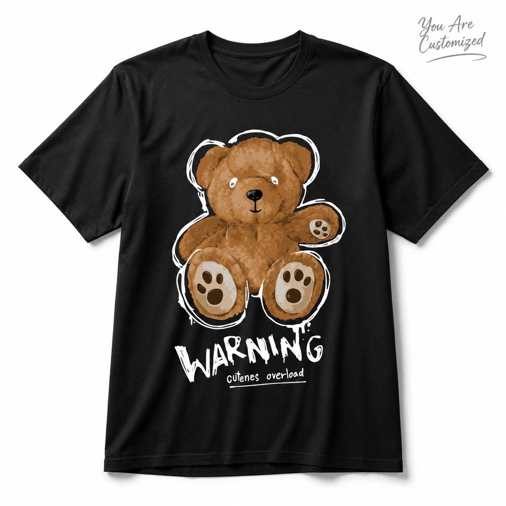 Cute Teddy Bear Graphic T Shirt Black Unisex Kawaii Bear Tee Gift Shirt