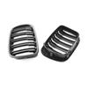 2 PCS Matte Black Radiator Grille Sports Grille with Double Bar Replacement for BMW 3 Series E46