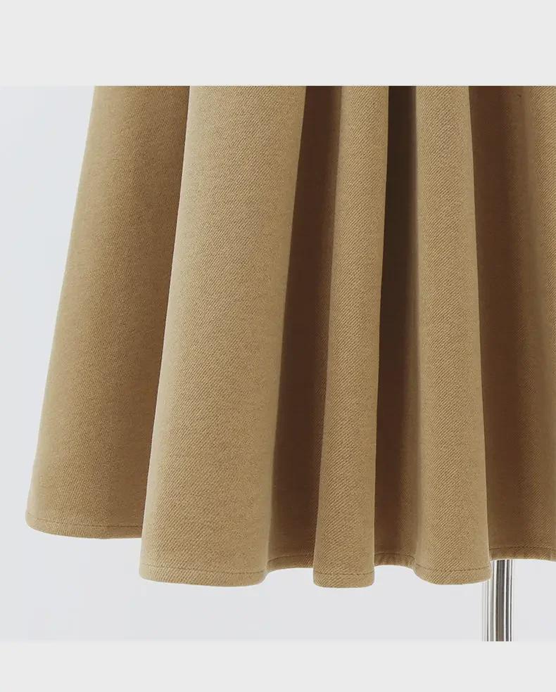 Новая стильная юбка-зонтик с завышенной талией и складками – весна/осень, средняя длина, с V-образным вырезом на талии