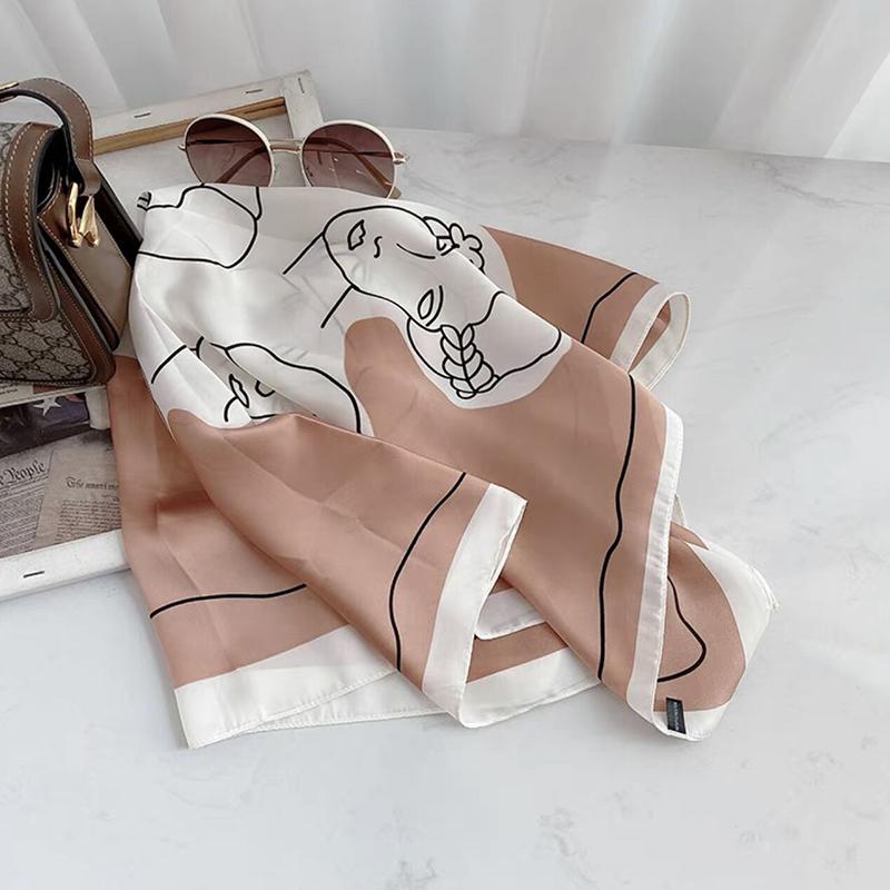 Квадратный шарф с принтом, хиджаб для женщин и девочек, атласная шелковая бандана, мусульманская повязка на голову, шейный платок, повязка на голову, платок, платок