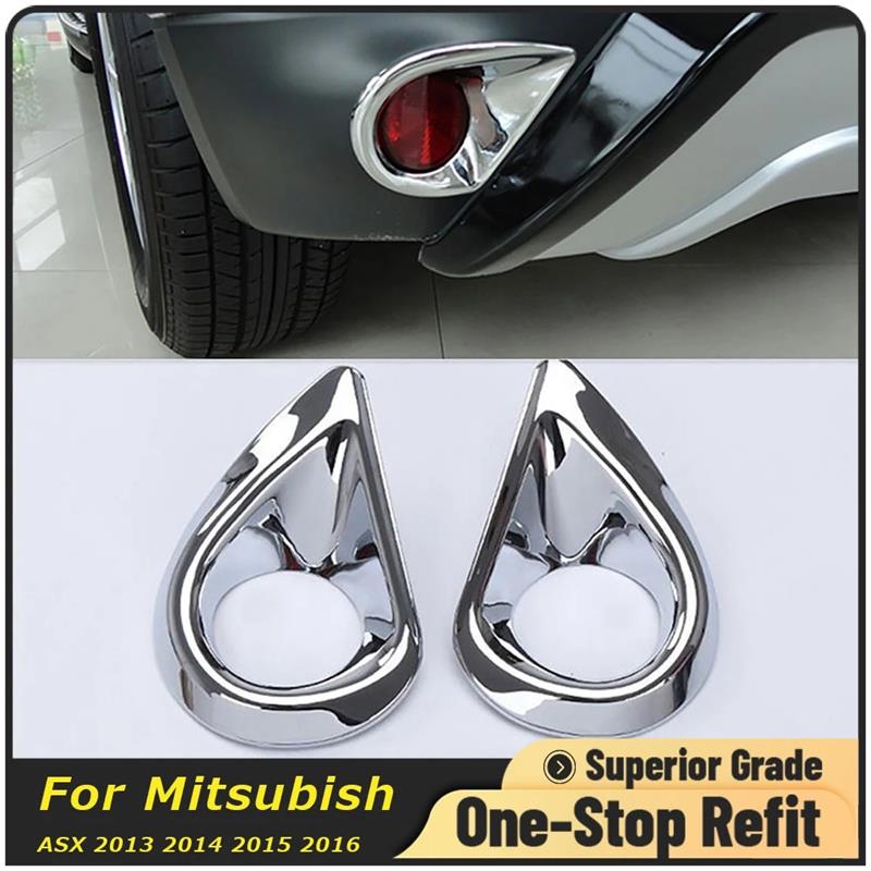For Mitsubishi ASX 2013 2014 2015 ABS Chrome Front Foglight Lamp Eyebrow Frame Rear Fog Light Cover Trim Car Styling