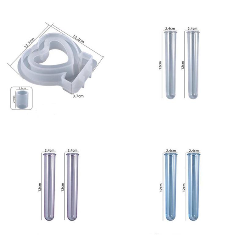 Силиконовая ваза для цветов, набор шестигранных форм, станция для размножения растений в форме любви с пробиркой, гибкая