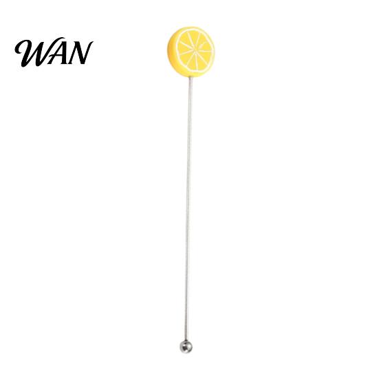Cartoon Fruit Stirrer Cocktail Stir Stick, Stainless Steel Mixing with Durian Pineapple Strawberry Watermelon Rubber Top Decor, Drink for Bar Milk Tea