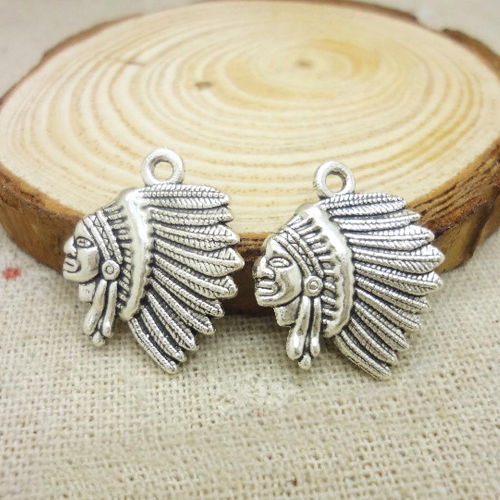 Упаковка из 30 ожерелий с подвесками в виде головы индейского вождя, племенные украшения, подходящие для дизайна ювелирных изделий и аксессуаров