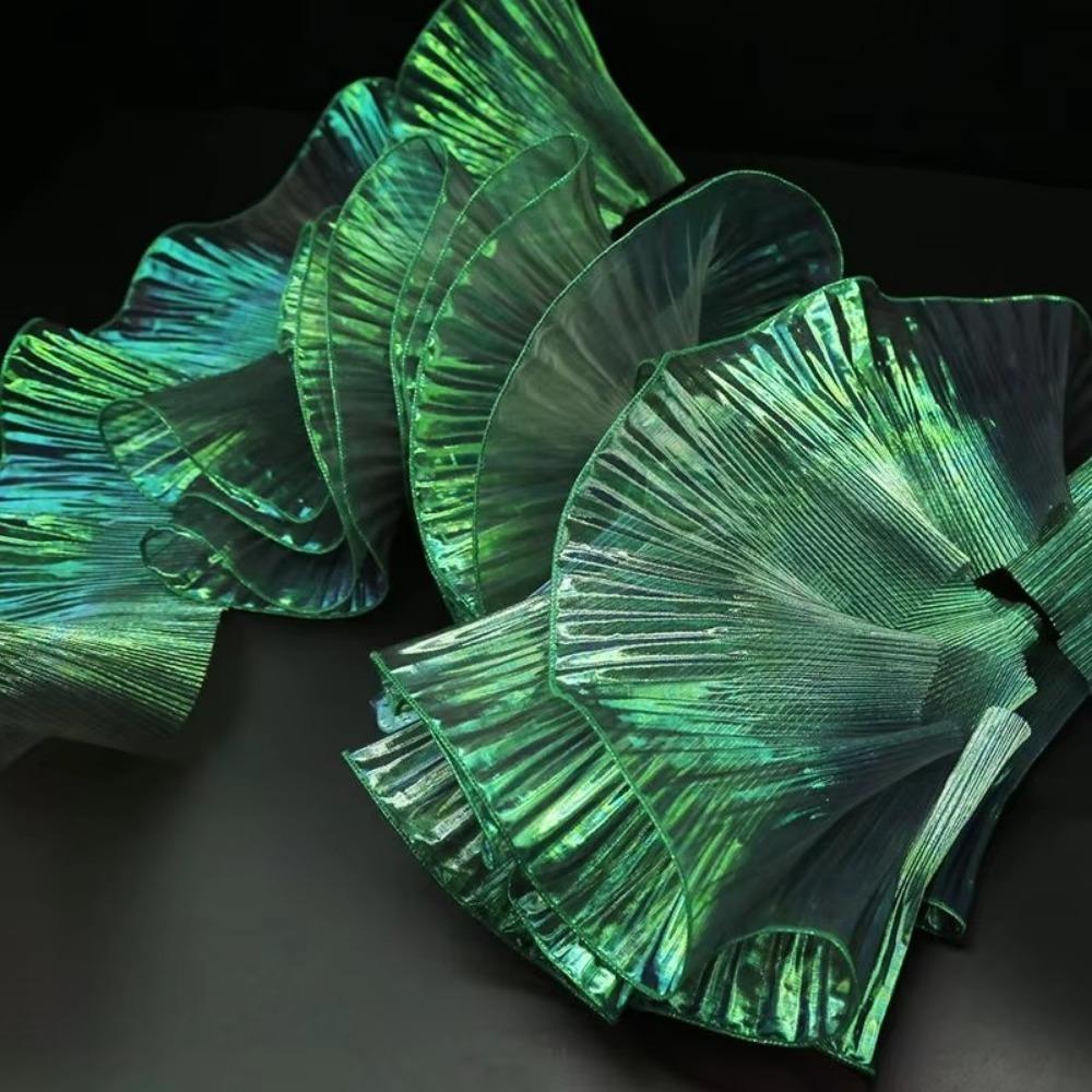 2025 15CM Wide Pleated Mesh Lace Transparent High Quality Big Wave Chiffons Fabric DIY Material Dress Accessories