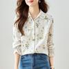 Lace Lace Lapel Long Sleeve Shirt for Women In Summer New Style Lady Pure Cotton Embroidered Shirt