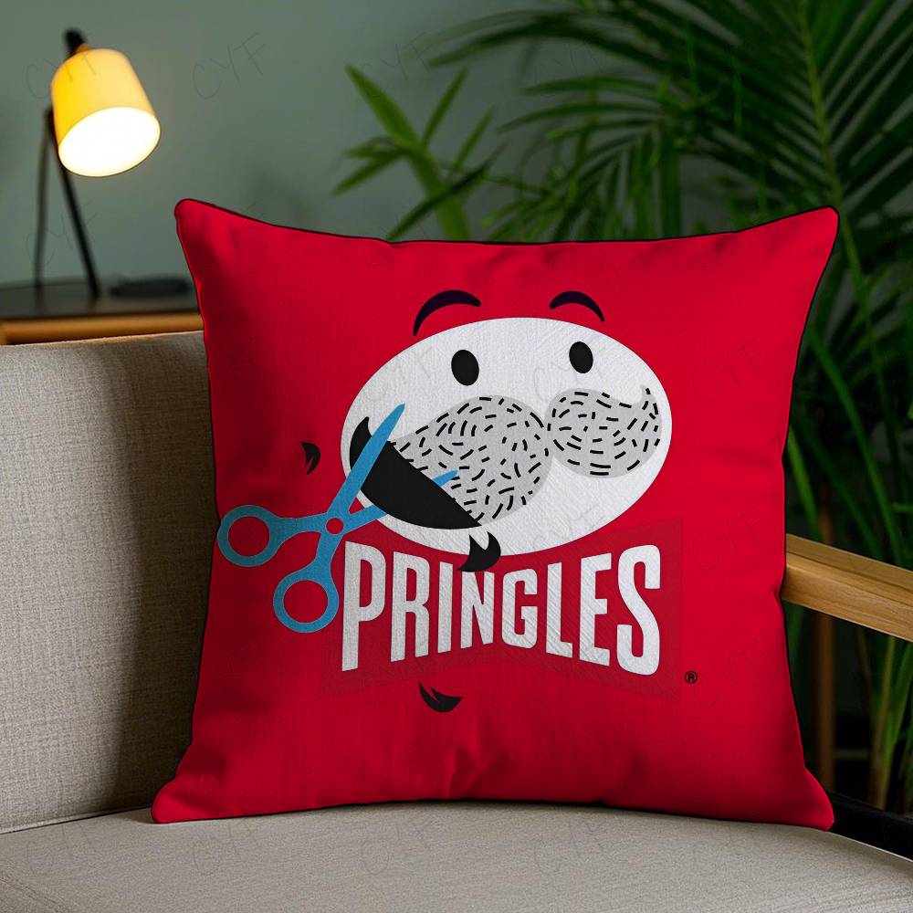 Смешная Подушка-Чехол для Подушки с Изображением Чипсов P-Pringles, Защитная от Пылевых Клещей, С Невидимой Молнией, Шелковистый Короткий Плюш, Чехол для Подушки Дивана
