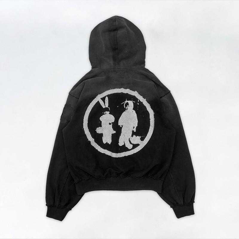 Oversized Hooded Long Sleeve Sweatshirt With Anime Print Streetwear Women