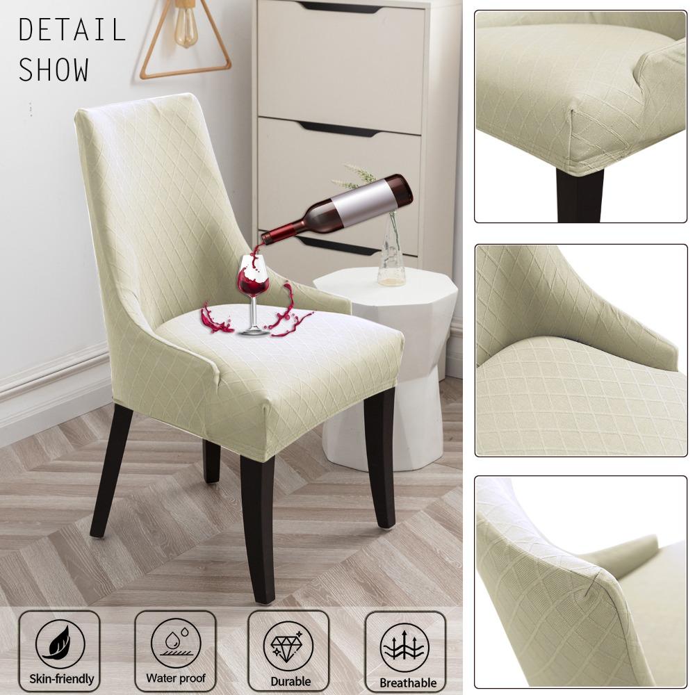 Waterproof Diamond Jacquard Stretch Chair Cover Elastic Dining Armchair Slipcover