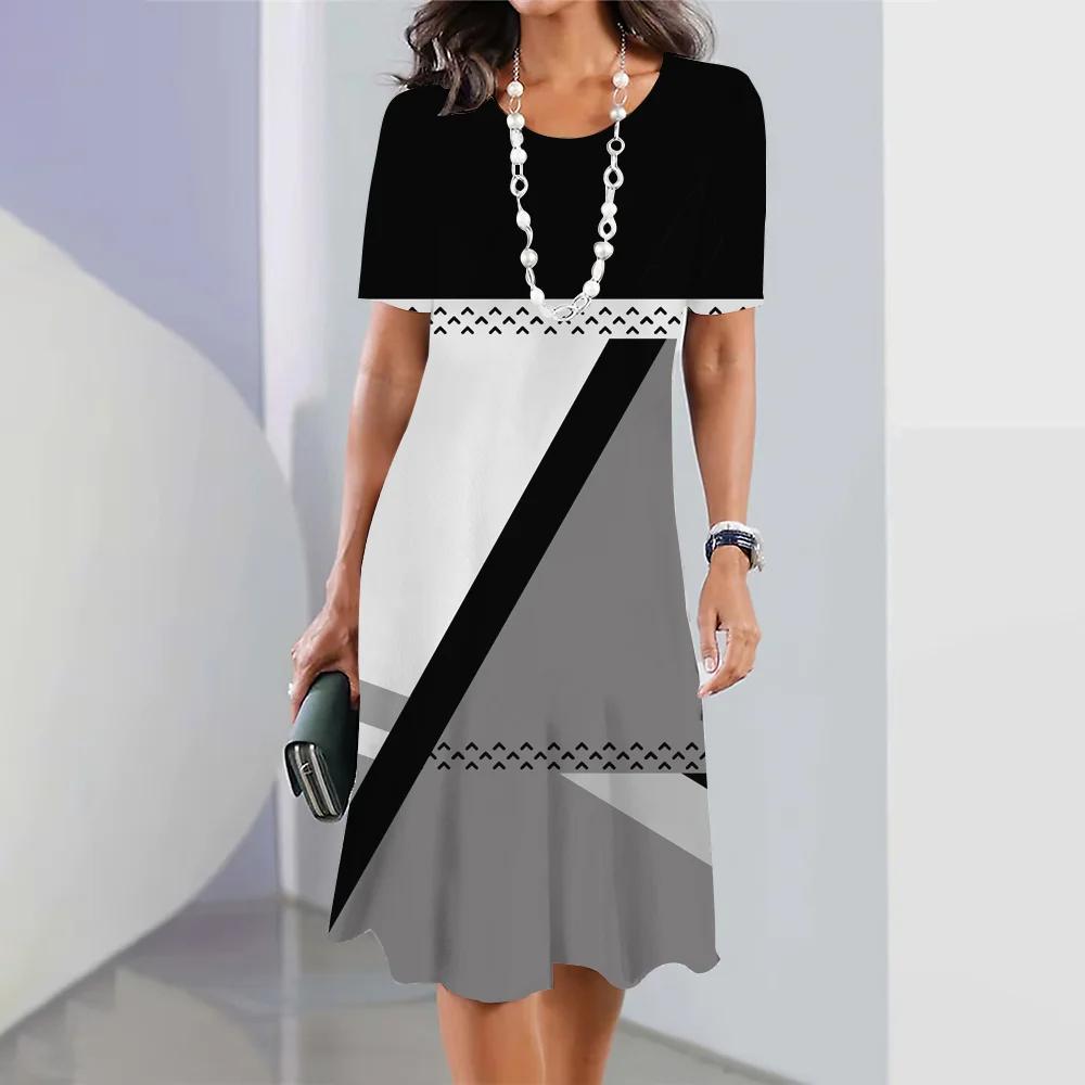 Женские платья с геометрическим и полосатым принтом. Элегантные и красивые длинные платья. Летнее цельное платье для женщин больших размеров.