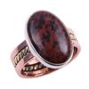 Натуральный обсидиан из красного дерева, драгоценный камень, двухцветное кольцо из стерлингового серебра 925 пробы, размер 7,5 n7e99