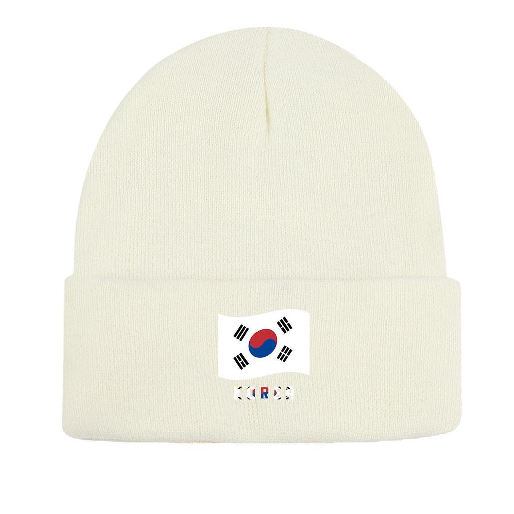 Flag of South Korea Warm Knit Cap Beanie, Patriotic Man Cap Cozy Cuff Headwear Gorro Knitted Cap Beanie
