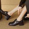 2024 Новые женские туфли-лодочки из натуральной кожи на платформе, лаконичные базовые туфли, женская повседневная рабочая обувь с пряжкой на весну и лето в стиле ретро