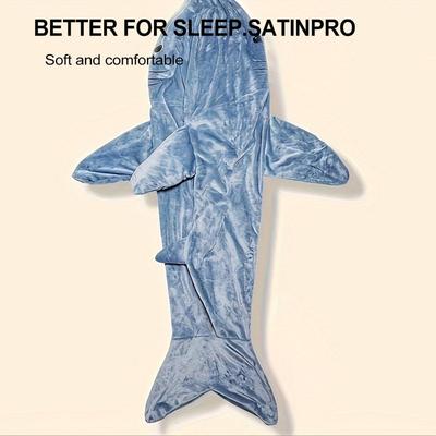 Мягкий плюшевый носимый плед-акула, мультяшный животный комбинезон, пижама, костюм для косплея, спальный мешок для взрослых и детей, фланелевый, розовый, голубой