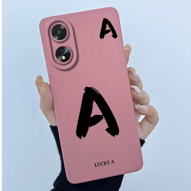 Чехол для Oppo A18 A38 A58 A78 4G Чехол Защита камеры Минималистичный Буквы Жидкий силикон Мягкие задние крышки для Oppo A 38 A 18 Корпус