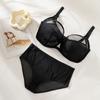 Large Size Thin Bra Set Large Chest Small Lace Bra Full Cup Women's Bra