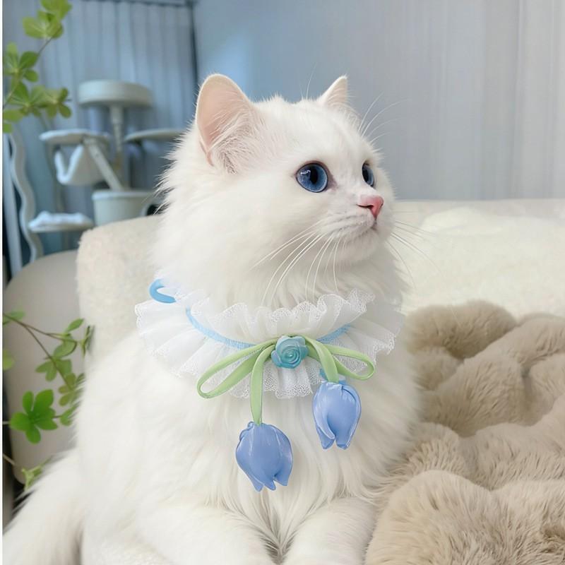 Princess Style Pet Collar Cute Cat Dog Necklace Adjustable Size Small Medium Large Pets