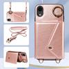 Для iPhone X,XS,XR,XS Max плечевой ремень веревка кольцо кронштейн дизайн держатель для карт слоты чехол для телефона с узором личи