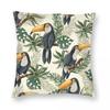 Toucans In Jungle Square Pillowcase Polyester Linen Velvet Pattern Zip Decor Home Cushion Cover