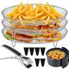 New 3-layers Air Fryer Rack Stackable Grid Grilling Rack Stainless Steel Anti-corrosion for Kitchen Oven Steamer Cooker Gadgets