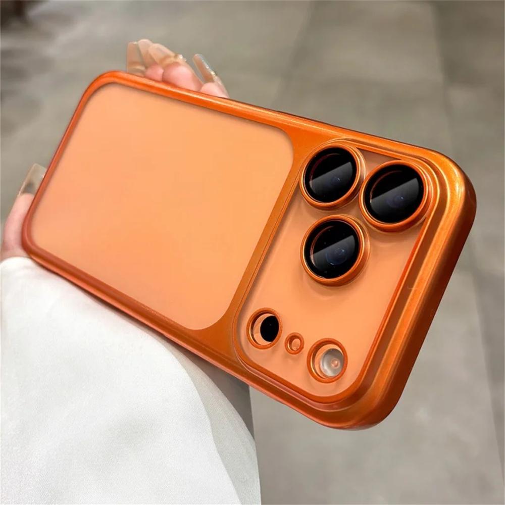 Luxury Plating Frosted Translucent Phone Case For iPhone 17 16 15 14 13 12 Pro Max Air Original Color Glass Lens Protection Matte Bumper Cover
