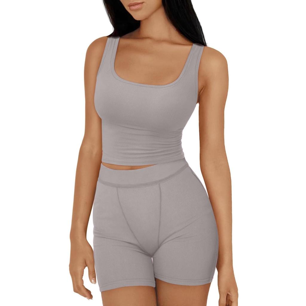 Женские комплекты из 2 предметов, летние шорты для тренировок, одинаковые комплекты, облегающие укороченные топы на бретелях, одежда для спортзала на выход