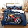 Motorcycle Duvet Cover Set Dirt Bike Extreme Sports Theme for Boy Girl Motocross Racer Polyester Bedding Set King Queen Size