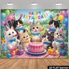 Birthday background, featuring pink cake elements, is suitable for indoor and outdoor birthday celebrations and pet parties.