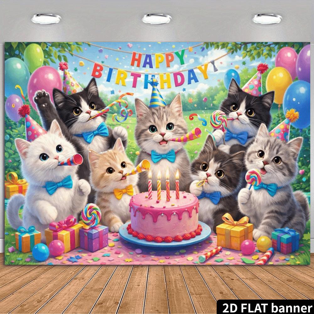 Birthday background, featuring pink cake elements, is suitable for indoor and outdoor birthday celebrations and pet parties.