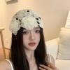 Женская оригинальная тонкая весенне-летняя ажурная шапка-бини ручной вязки в корейском стиле с кружевными цветами для обертывания головы