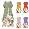 Элегантное платье с цветочным принтом из хлопка и льна, женская одежда больших размеров
