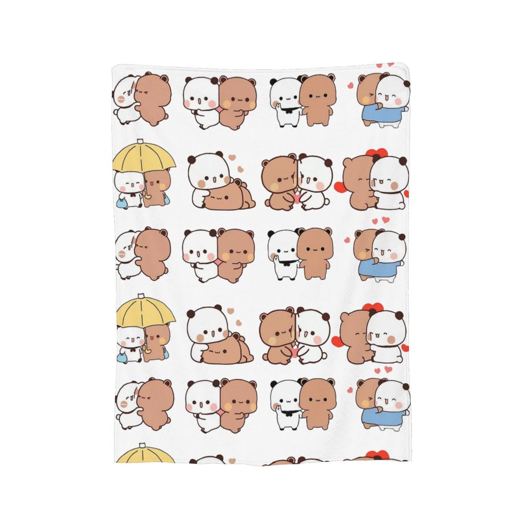 Bubu and Dudu Blanket Velvet Panda And Brownie Bear Couple Warm Throw Blanket for Bedding Couch Bed Rug