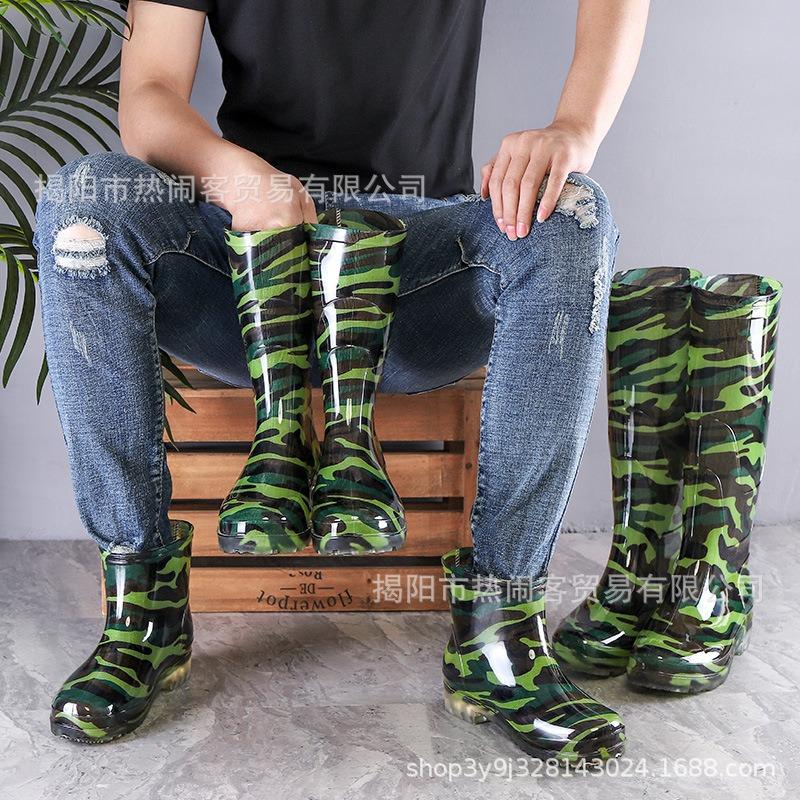 Jundeng камуфляжные высокие водные ботинки с высоким голенищем водонепроницаемые ботинки нескользящие дождевые ботинки кухонные поварские резиновые ботинки ботинки для ног