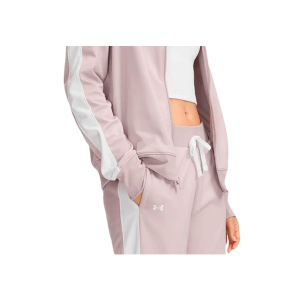Under Armour Minimalist Brand Logo Comfortable Breathable Cardigan Top Knitted Long Pants Casual Set Women Sets Gray Pink 1365147-009