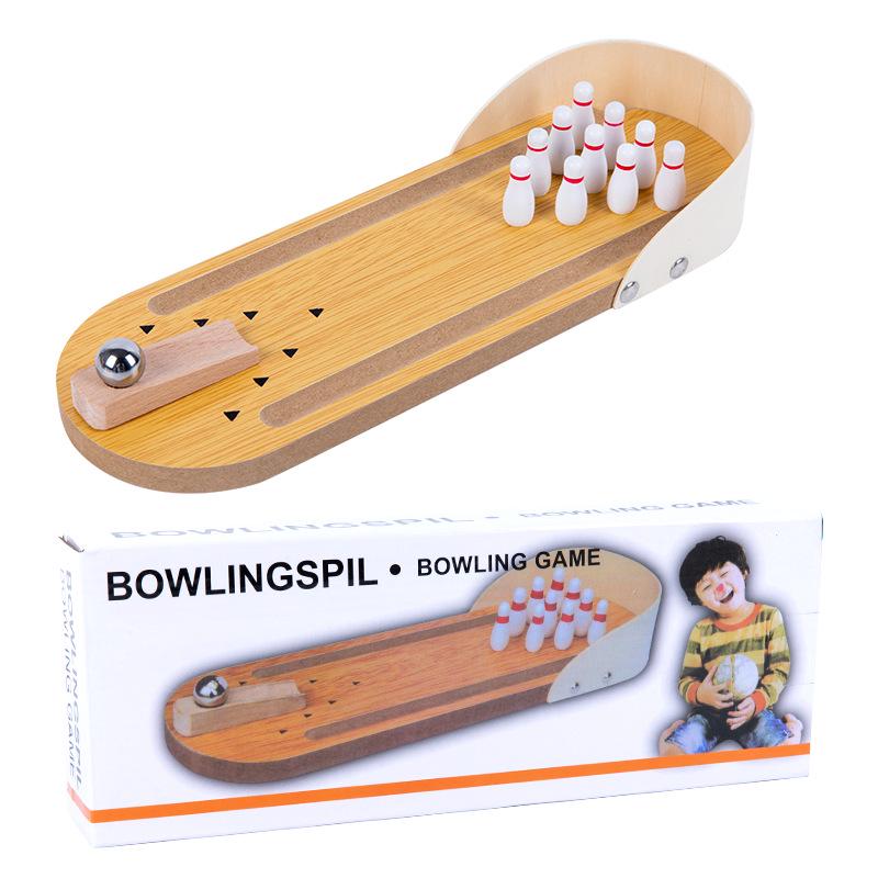 Educational Wooden Mini Bowling Game: Parent-Child Interactive Stress Relief Indoor Toy