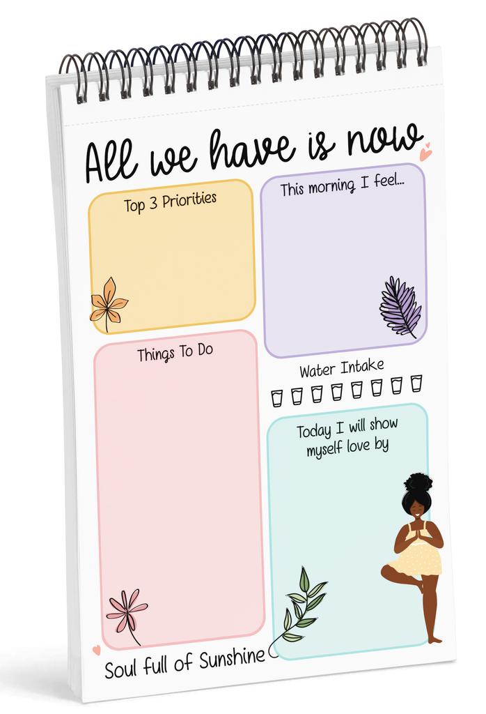 Inkdotpot Блокнот для списка дел – 6” X 9” Бумага Канцелярские принадлежности, тема йоги Спиральный блокнот Ежедневный контрольный список-(50 листов)