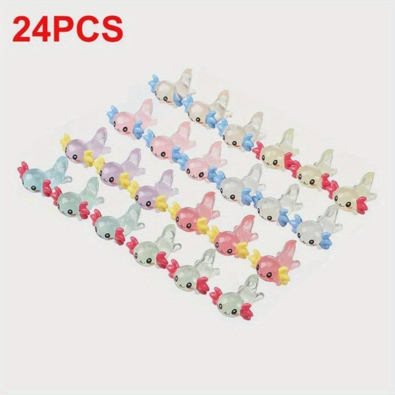 24 шт. Светящиеся миниатюрные аксолотли из смолы, крошечные для DIY поделок, садовый ландшафт, украшение для кукольного домика, украшения для горшечных растений