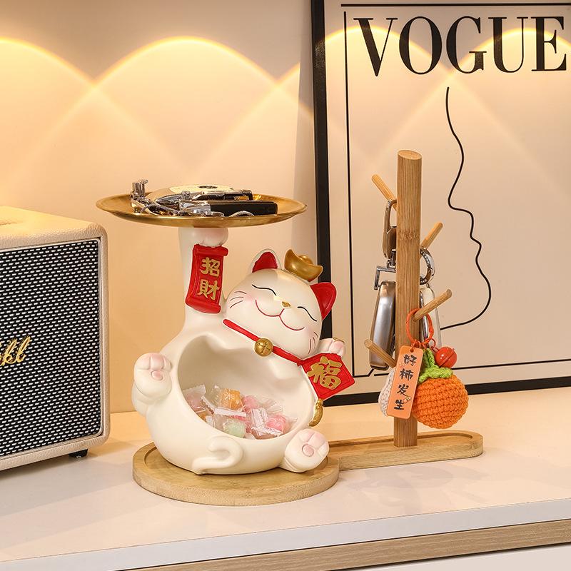 Home Living Room Porch Decoration Pieces Charm Cat Tray Entry Key Storage Ornaments Gift Idea