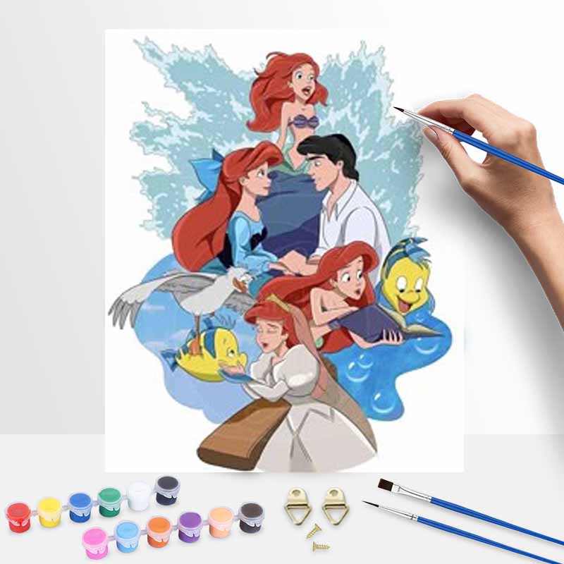 Disney Русалочка Ариэль DIY Масляная Живопись Арт Набор для Рисования Домашний Декор Стен Ручная Работа Подарок Холст для Раскрашивания Арт Декор для Творческой Комнаты